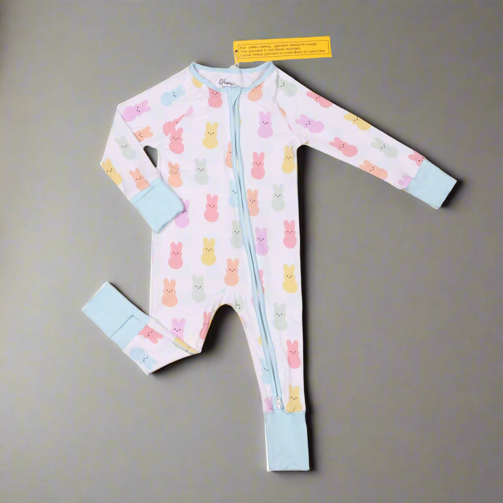 Easter bunny bamboo pajama romper/2 piece set