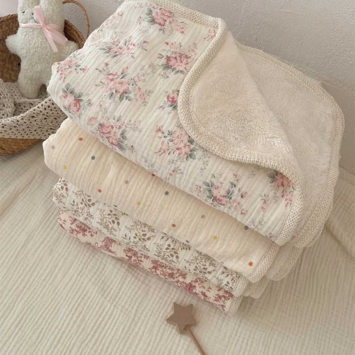 Muslin Cotton & Fleece baby blanket