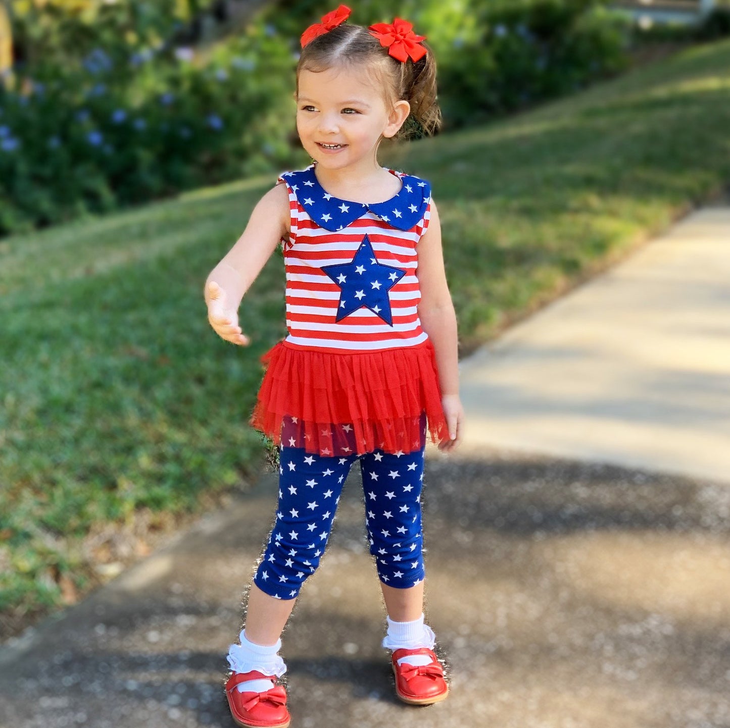 Big Little Girls' 4th of July Romper