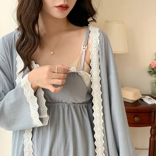 Maternity Pajamas Three - piece Set - Nest & Nurture